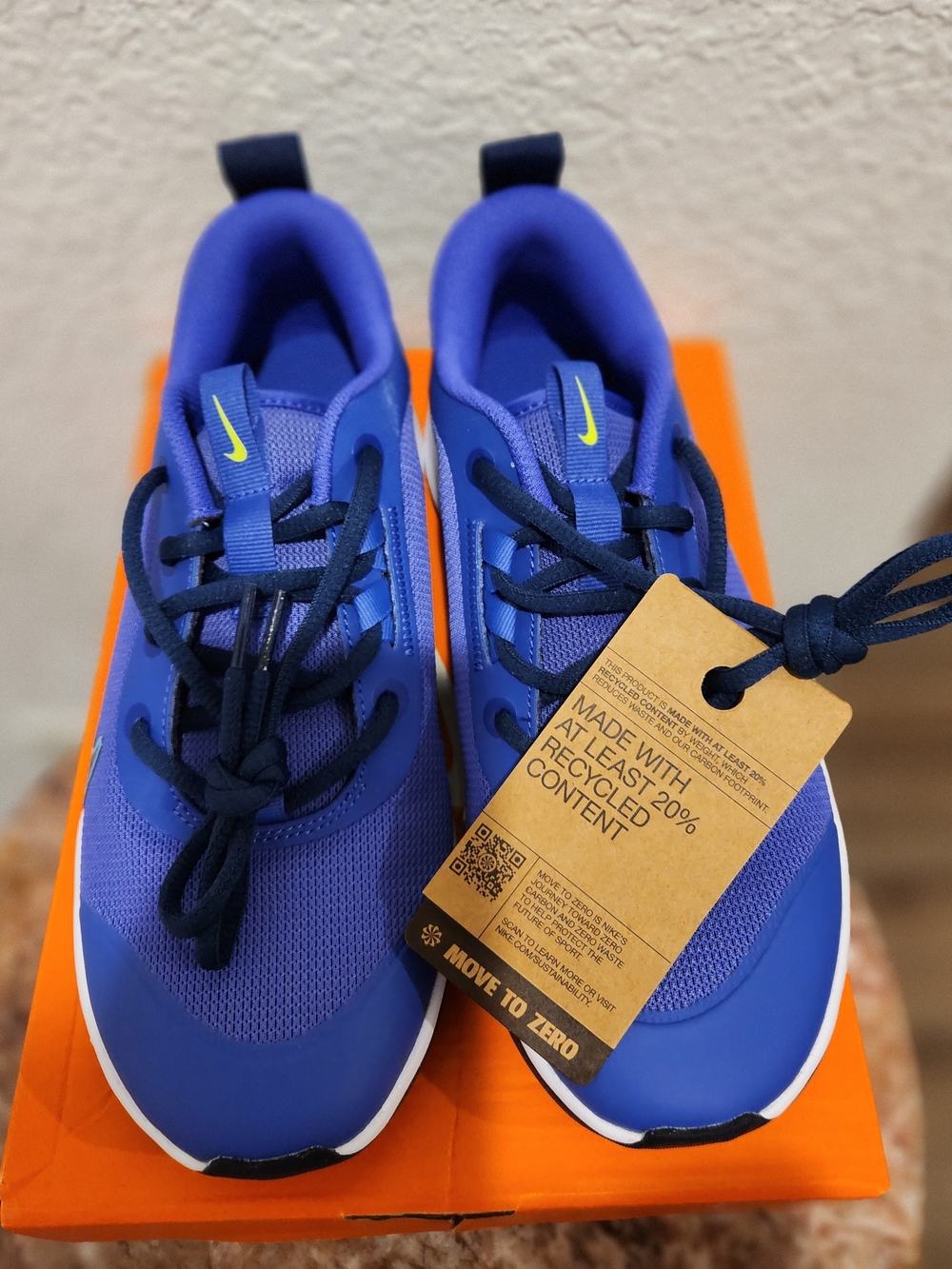 Nike Youth Royal Blue Sneakers with Neon Yellow Swoosh